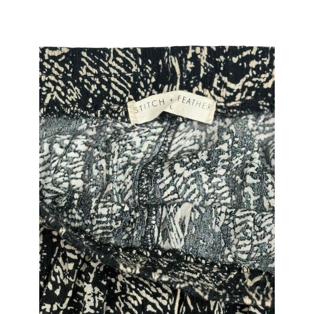 Stitch + Feather Black Cream Abstract Print Wide Leg Palazzo Pants Size L - Picture 4 of 6